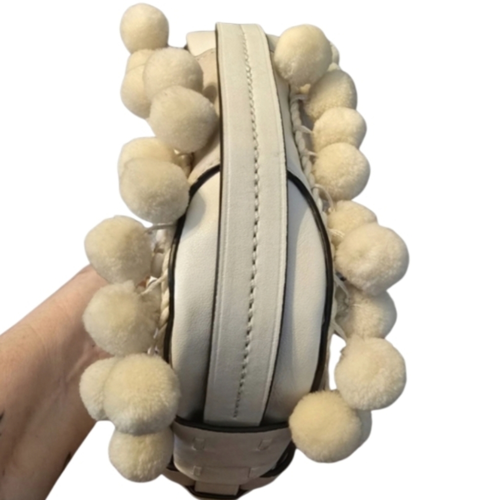 Tory Burch White Gemini Link Embellished Pom-Pom Crossbody Bag - Picture 11 of 16